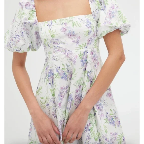 NWT Hill House Sz XS Matilda Midi Dress Wisteria White Floral Bridgerton Cottage - Picture 6 of 14